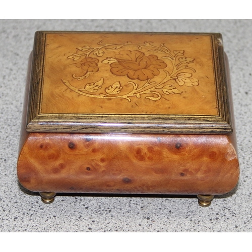 1668 - Vintage burr maple inlaid 18 note Reuge Swiss movement music box - plays “The Blue Danube Waltz” by ... 