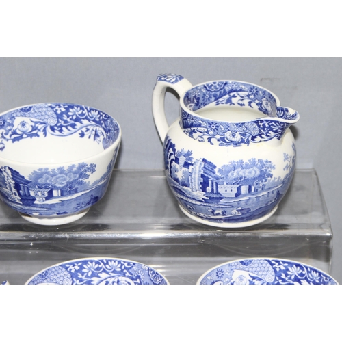 1743 - Copeland Spode blue & white Italian Pattern, A 6 person setting of 6 tea cups, saucers, sandwich pla... 