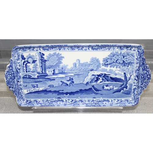 1744 - Copeland Spode blue & white Italian Pattern, A set of 6 square sandwich plates and a rectangular san... 