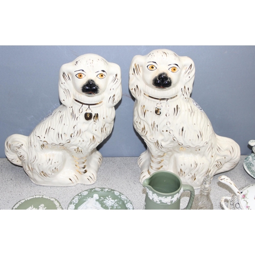 1752 - Qty of mixed antique and later ceramics to incl pair of Staffordshire dogs