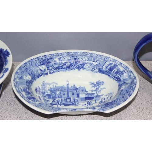 1753 - 4 pieces of Victoria Ware Ironstone blue and white ceramics, to incl jug and bowl