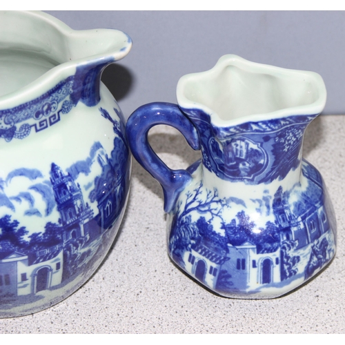 1753 - 4 pieces of Victoria Ware Ironstone blue and white ceramics, to incl jug and bowl