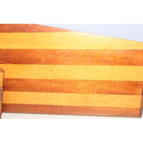 282 - Vintage centre board and rudder, possibly from a racing dinghy, largest approx. 135cm x 45cm