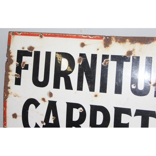 423 - Vintage enamel shop advertising sign for Newbery's furniture, carpets and curtains shop on Friars st... 