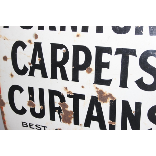 423 - Vintage enamel shop advertising sign for Newbery's furniture, carpets and curtains shop on Friars st... 