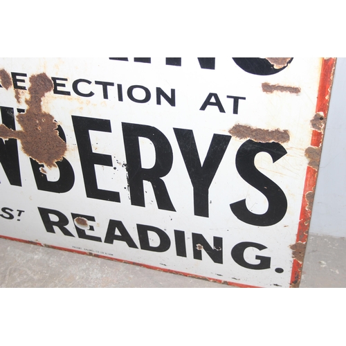 423 - Vintage enamel shop advertising sign for Newbery's furniture, carpets and curtains shop on Friars st... 