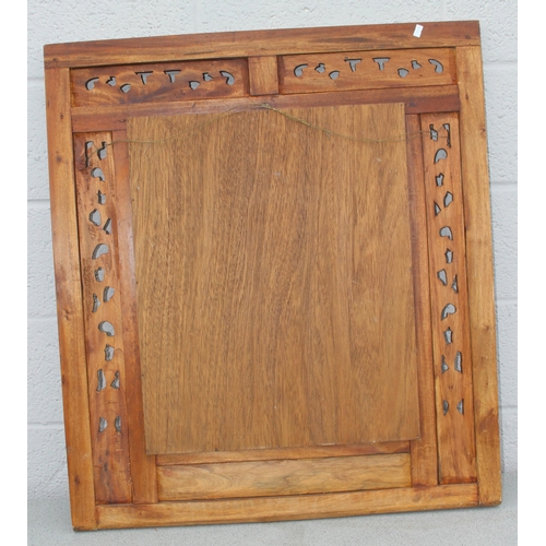 430 - A vintage carved wooden shutter wall mirror, approx 80cm x 90cm,