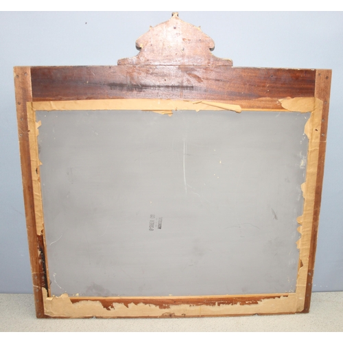 435 - Large Victorian satinwood wall hanging mirror with well carved cherub head pediment, approx 85cm x 7... 