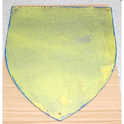 707 - 2 x Oxford United cast metal shield shaped wall plaques, approx 26cm x 30cm