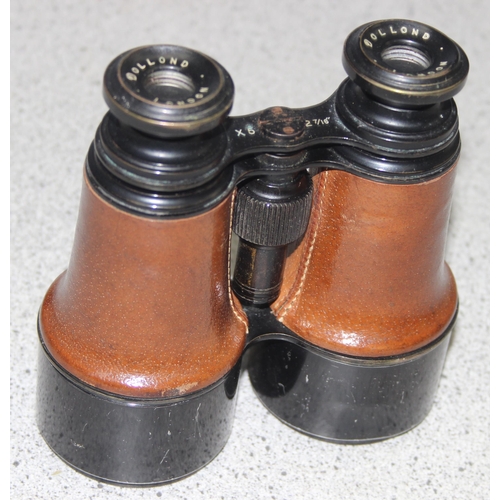 1431 - Small pair of WWI binoculars (x5) in case by Dolland of London, likely Officer's