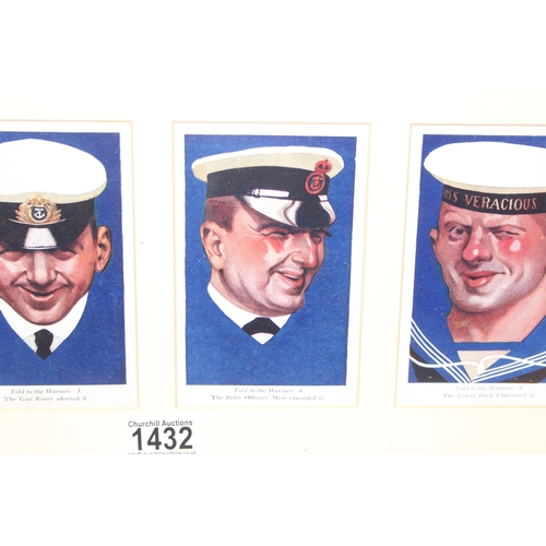 1432 - Set of 6 'Told To The Marines' postcards in frame, approx 71 x 24cm