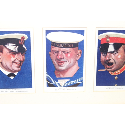 1432 - Set of 6 'Told To The Marines' postcards in frame, approx 71 x 24cm