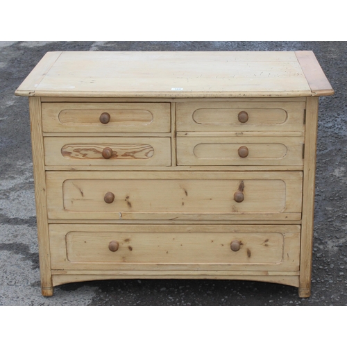 160 - A vintage pine chest of drawers, 2 short drawers to the left next to 2 faux short drawers forming a ... 