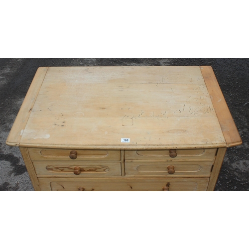 160 - A vintage pine chest of drawers, 2 short drawers to the left next to 2 faux short drawers forming a ... 