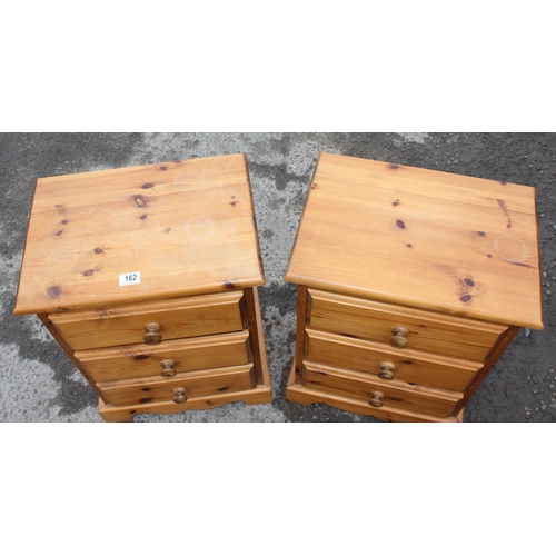 162 - A pair of vintage pine 3 drawer bedside cabinets by Windmill Pine, each approx. 46cm wide x 33cm dee... 