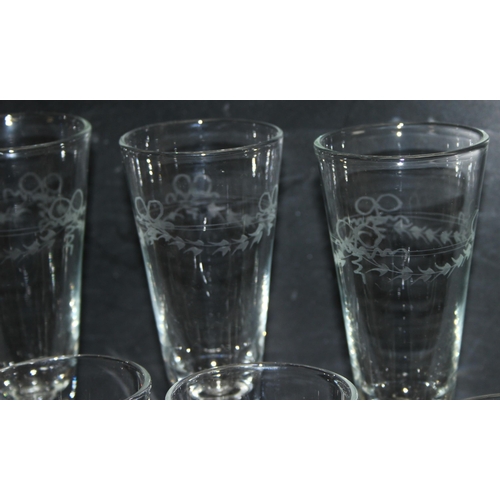 1678 - Set of 6 handblown Champagne flutes with etched 'Antik' pattern design, strongly believed to be by S... 