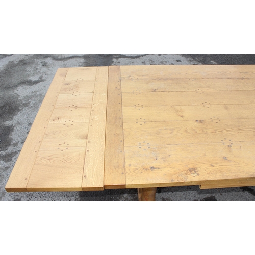 168 - An impressive modern light oak extending dining or refectory table, approx 183cm (extending to 275cm... 