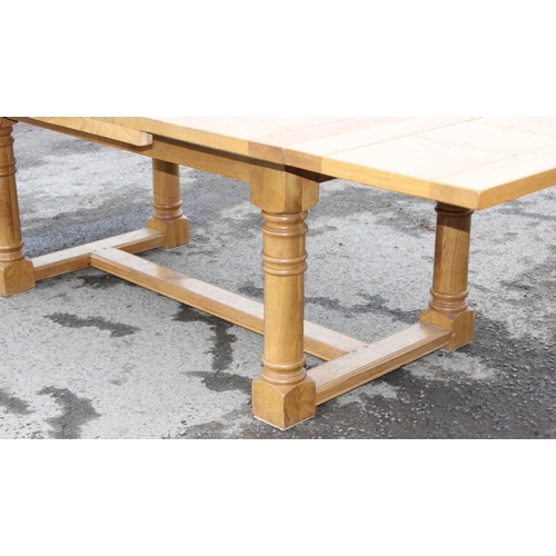 168 - An impressive modern light oak extending dining or refectory table, approx 183cm (extending to 275cm... 