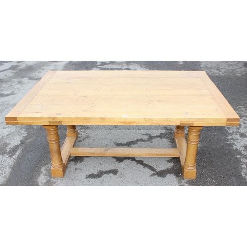 168 - An impressive modern light oak extending dining or refectory table, approx 183cm (extending to 275cm... 