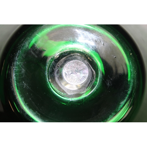 1683 - Petrol-green glass bowl by Nick Munro, approx 24cm diameter