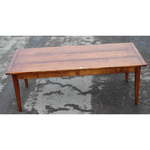 9 - A superb quality extending 3 plank dining table with burrwood top, believed to be oak or elm, approx... 