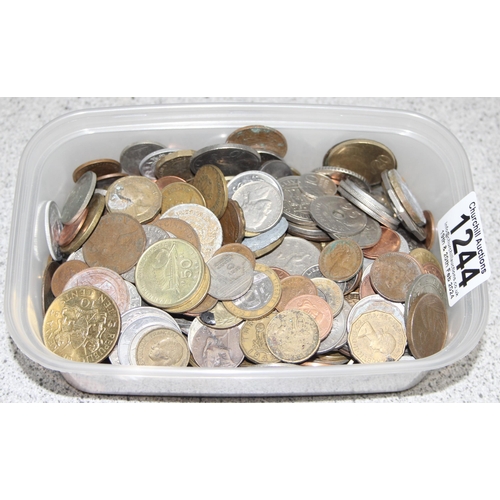 1244 - Qty of assorted mixed world coins etc, approx 1.9kg gross