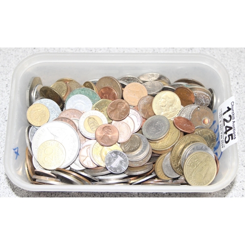 1245 - Qty of assorted mixed world coins etc, approx 1.9kg gross