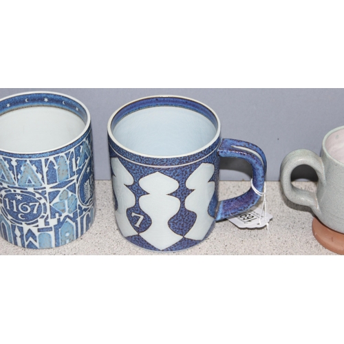 1691 - 4 retro Danish pottery mugs to inc Royal Copenhagen Fajance, 1967 & 1972, the largest approx 11cm ta... 