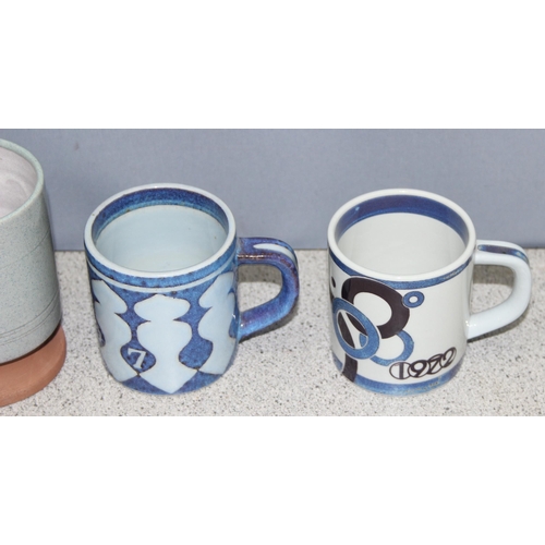 1691 - 4 retro Danish pottery mugs to inc Royal Copenhagen Fajance, 1967 & 1972, the largest approx 11cm ta... 