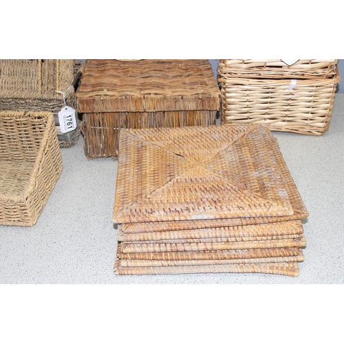 1761 - Qty of wicker baskets