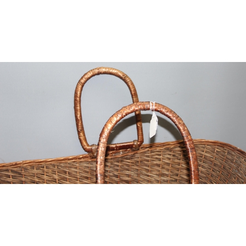 177 - Vintage wicker moses basket and a canvas camp bed