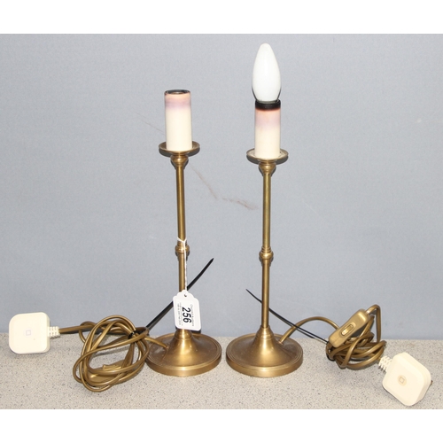 256 - Assorted brass lamp bases to incl a pair, tallest approx 39cm