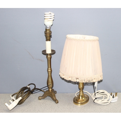 256 - Assorted brass lamp bases to incl a pair, tallest approx 39cm