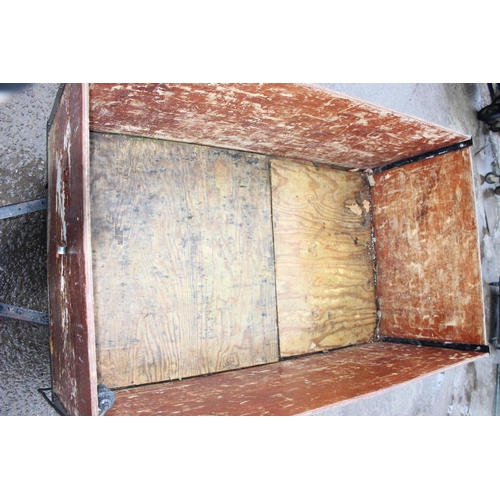 317 - Wooden 2 wheel box trailer, approx 122cm wide x 220cm deep x 94cm tall