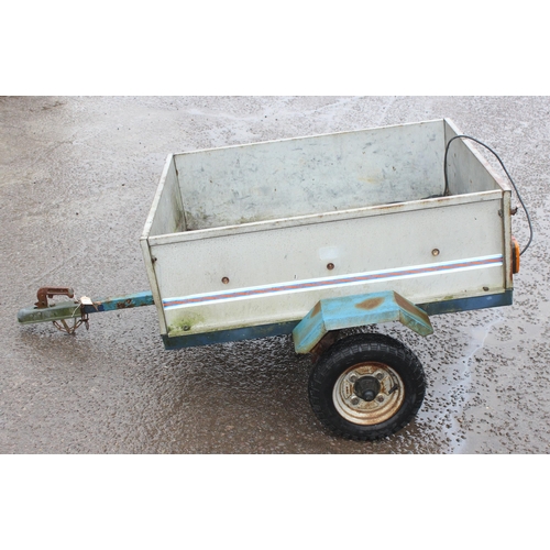 318 - Metal 2 wheeled box trailer, approx 103cm wide x 160cm deep x 74cm tall