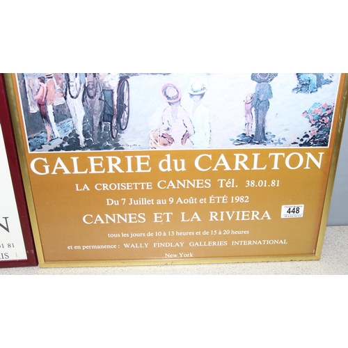 448 - 2 framed French Raymond Dilley art prints from Gallerie du Carlton, approx 71cm x 51cm