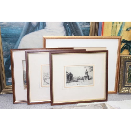 452 - Mixed lot of prints and original artwork to incl a print of the late Queen Elizabeth II, largest app... 