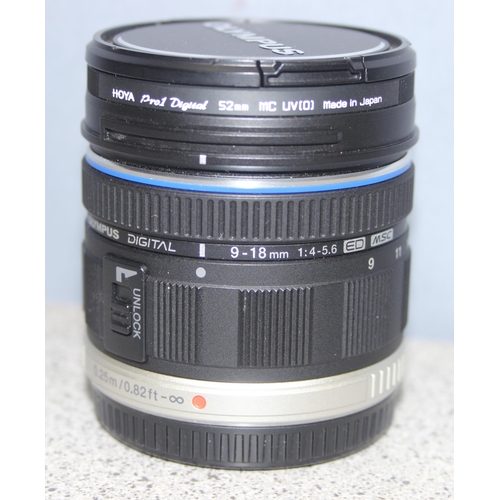 680 - Olympus 9-18mm f 1:4.0-5.6 M.Zuiko Digital ED Micro camera lens in Panasonic case