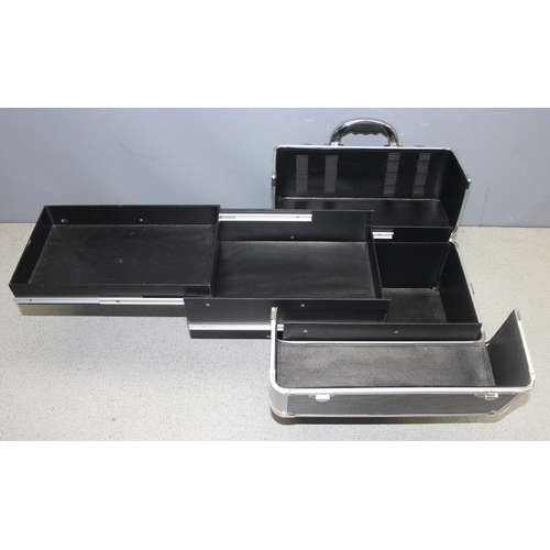 815 - Aluminium and black carry case, with extending pull-out compartments, 2 of 2 in the sale, approx 36 ... 