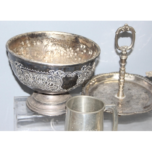 1086 - Mixed lot of metalware to incl silver-plate and pewter, approx 8.8kg gross