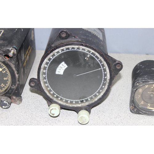 1446 - 4 aircraft instruments, 3 with military arrow marks incl: 2 x G.M. Compass MK 4F Gyro Unit Type B, K... 