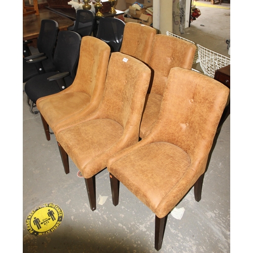 144A - 2 sets of chairs: a set of 5 tan leather or suede high backed dining chairs and 4 good quality moder... 