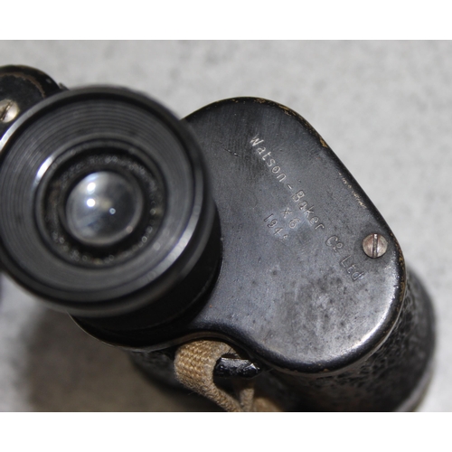 1461 - Pair of WW2 Air Ministry binoculars 'Binocular Prismatic No. 2 Case MK1'dated 1943 by Martin & Baker... 