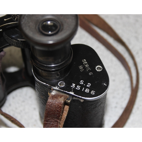 1464 - Pair of early 20th century French made private purchase x7 binoculars in leather case