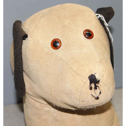 1539 - Vintage straw filled toy dog with glass eyes, approx 44cm high