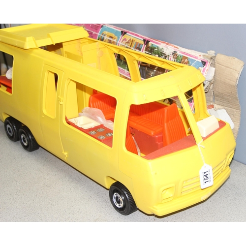 1541 - Vintage Barbie Star Traveller Motorhome in yellow, with partial box, approx 88cm long