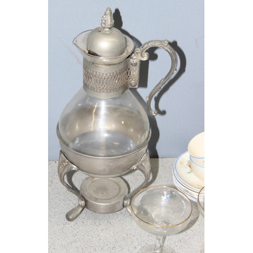 1776 - Mixed lot to incl Babycham glasses, children's tea set, pewter and glass kettle, Murano glass fish a... 