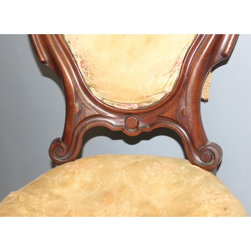 182 - Victorian mahogany balloon back chair with carved details