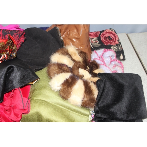 214 - Large qty of hats, scarves and handbags