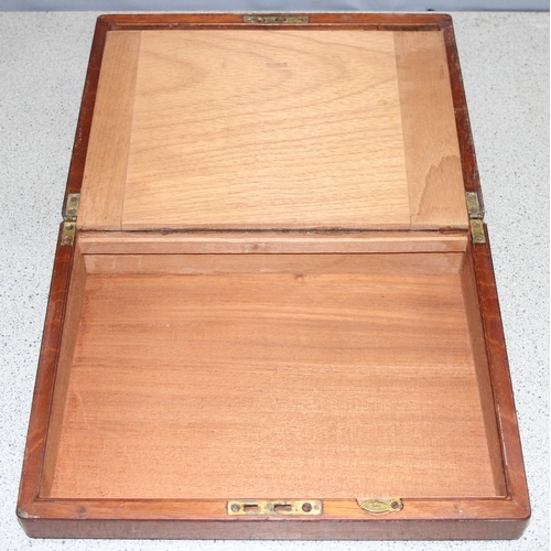 290 - Antique mahogany writing slope with ink bottle, approx 29 x 22 x 10cm